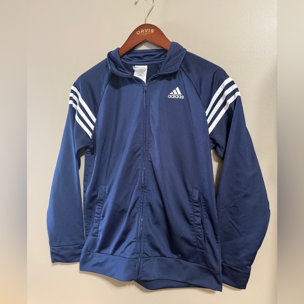 Adidas Zip Up Kids Track Jacket Navy Blue  L/G 14/16